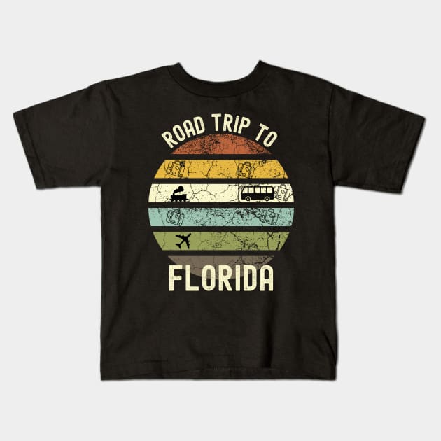 Road Trip To Florida, Family Trip To Florida, Holiday Trip to Florida, Family Reunion in Florida, Holidays in Florida, Vacation in Florida Kids T-Shirt by DivShot 